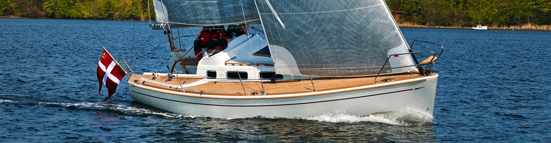 Faurby 335 Performance Cruiser, sailing in Denmark, with tiller steering